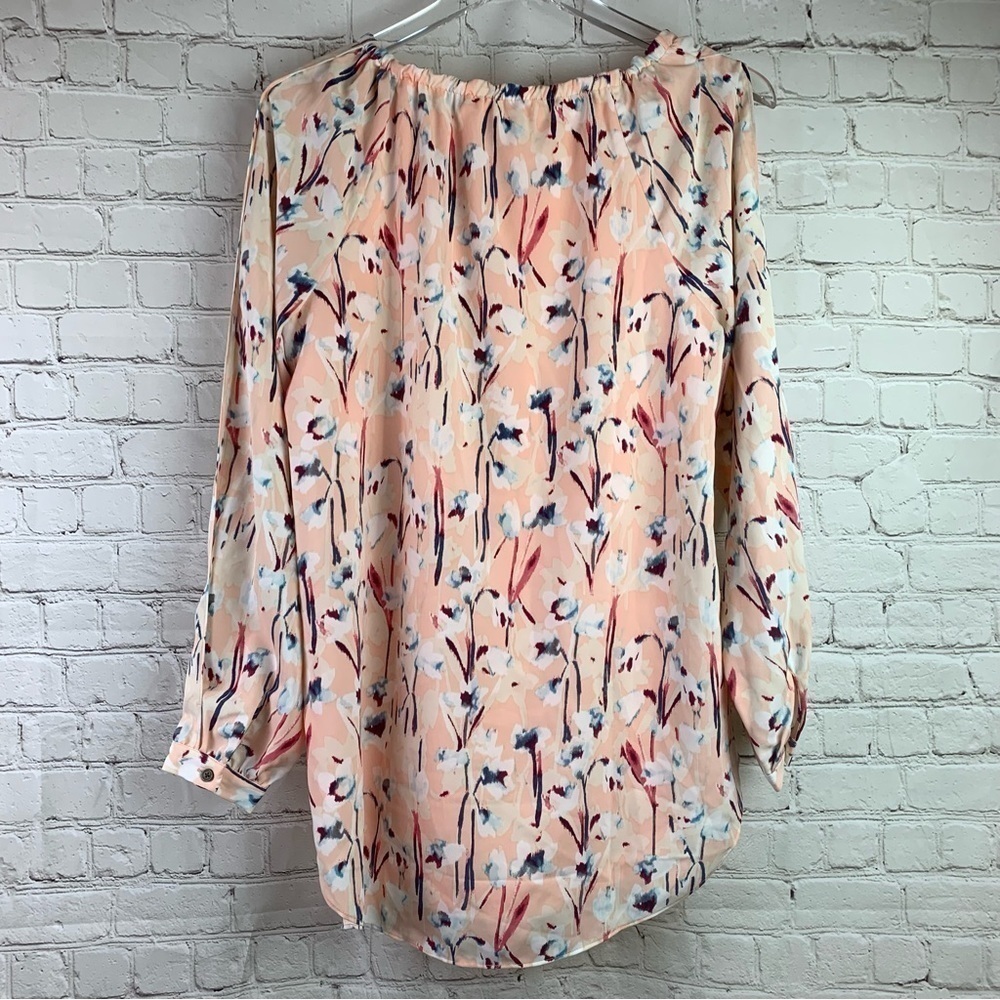 HAUTE Hippie Tribe Peach Floral Cold Shoulder Blouse Small - Picture 2 of 9